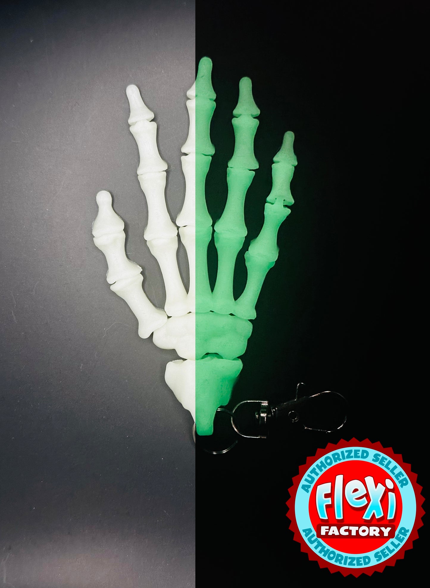 Glow in the Dark Skelly Hand Keychain