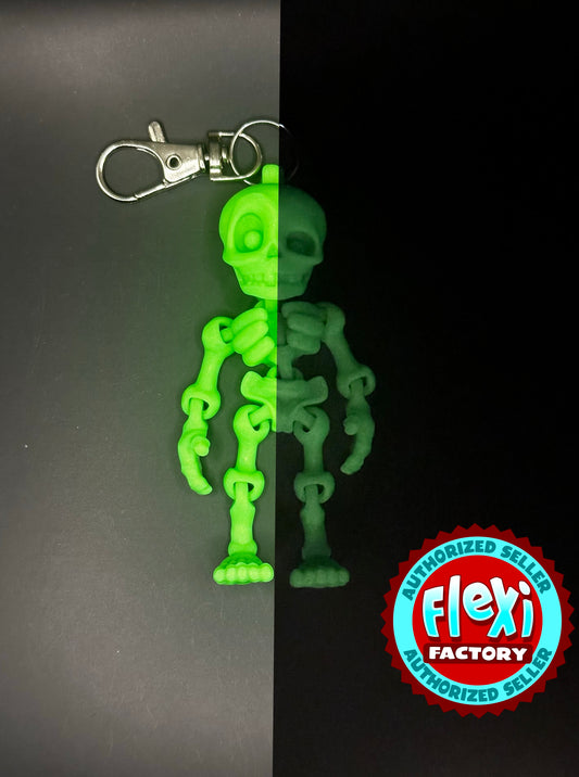 Green Glow in the Dark Skelly Keychain
